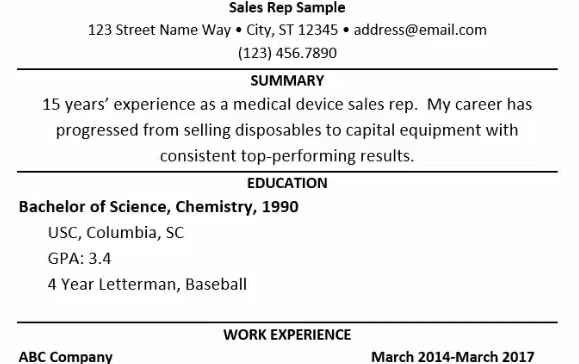 Sales Rep resume tips 